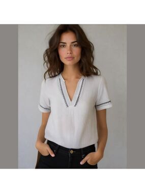 St. John's Bay Embroidered Short Sleeve Top Size S